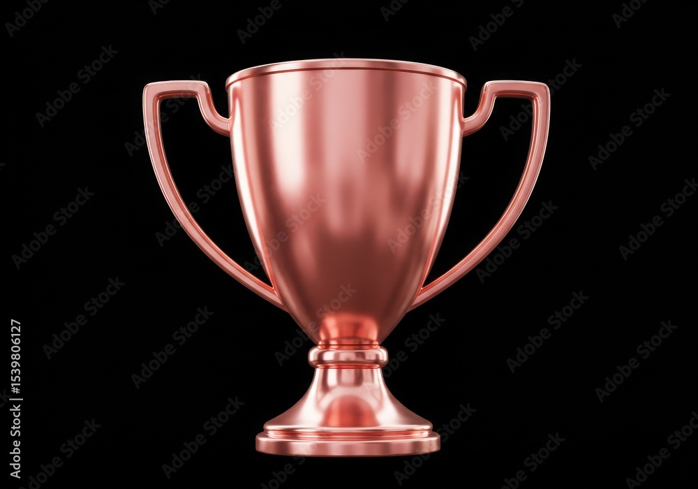 Rose gold trophy on black background Rose gold trophy on black background