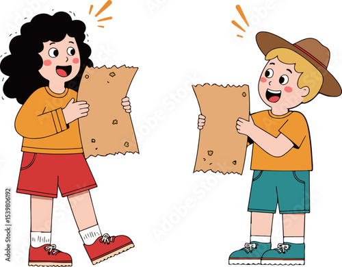 Children Discovering a Treasure Map