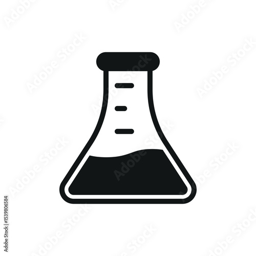 Dark glyph flask icon suited for academic templates.