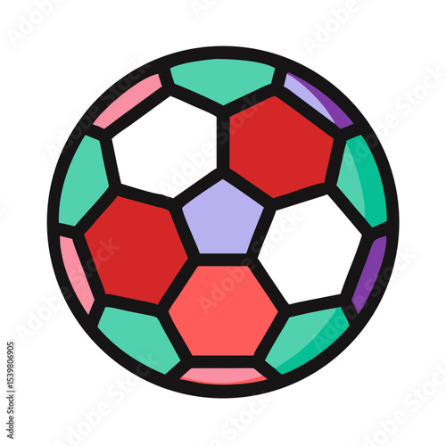 Colorful soccer ball graphic in flat design style  