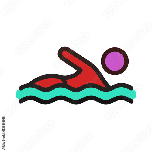Abstract swimmer in motion depicted in vibrant colors  