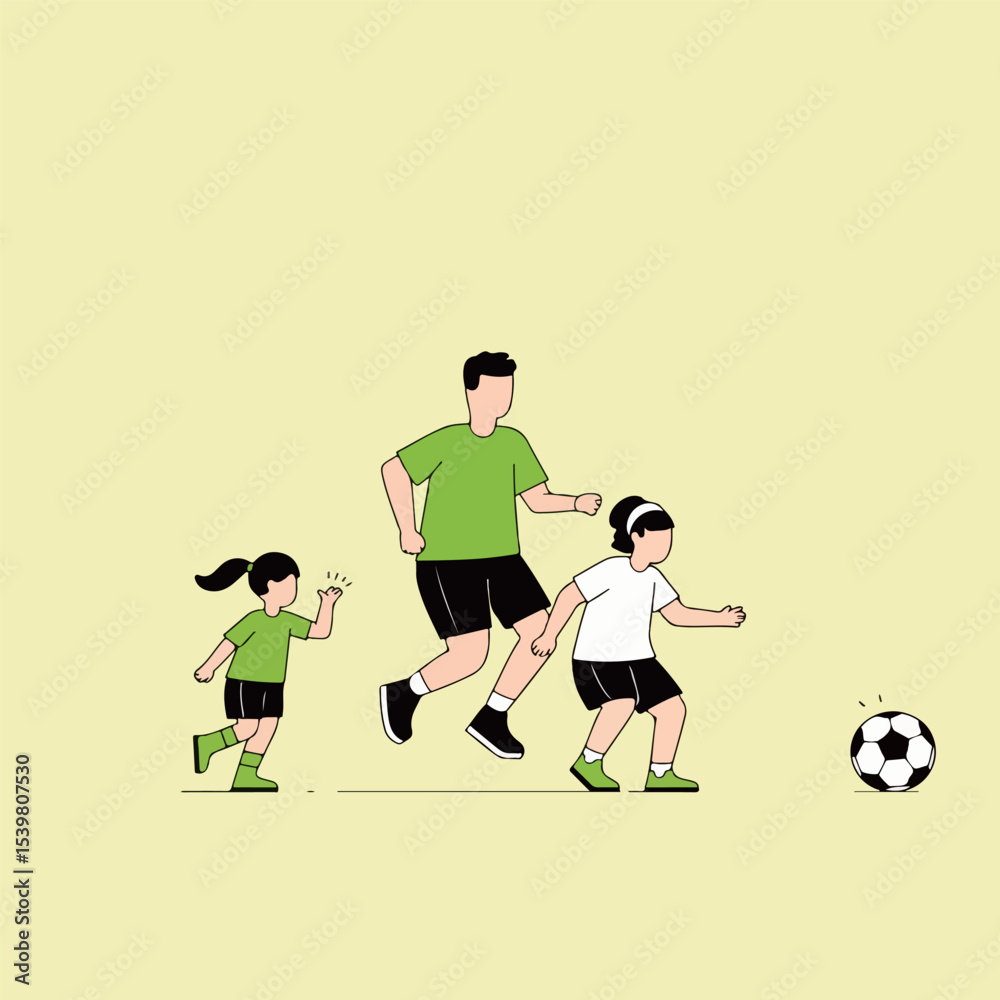 Fototapeta premium Family playing soccer