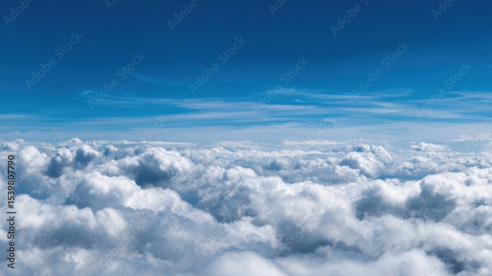 Above the Clouds: A breathtaking aerial view, showcasing a dense layer of soft, fluffy clouds against a brilliant blue sky, symbolizing peace, freedom, and boundless expanse.Clouds floating high above Above the Clouds: A breathtaking aerial view, showcasing a dense layer of soft, fluffy clouds against a brilliant blue sky, symbolizing peace, freedom, and boundless expanse.Clouds floating high above
