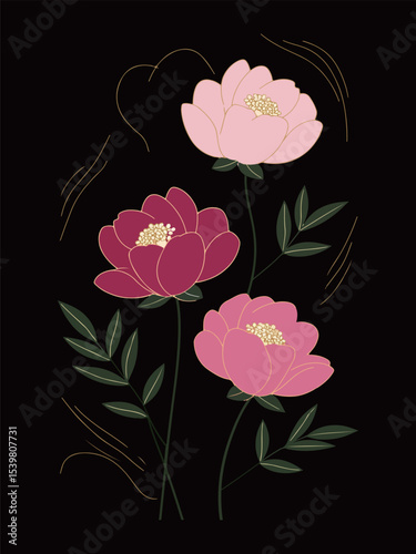 Elegant Floral Arrangement on Black Background