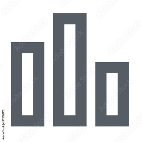Illustration of a simple bar graph with three bars of varying heights in gray and white color scheme