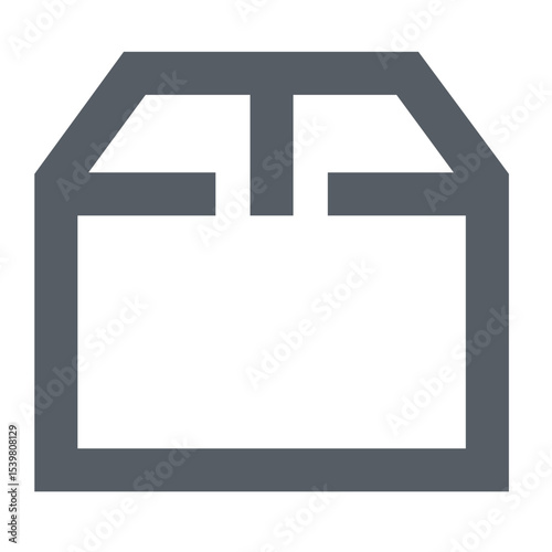 Illustration of a simple gray box outline with a lid on a white background in a minimalist style