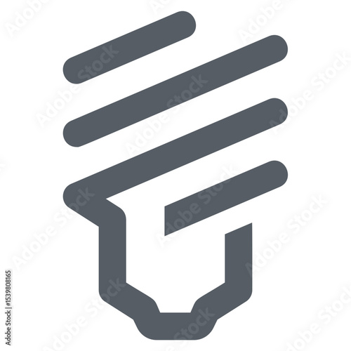 Illustration of a gray energy saving light bulb with three horizontal lines on a white background