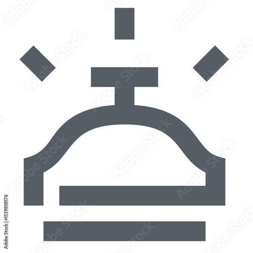 Illustration of a gray service bell with a handle and a base with two rectangular shapes above