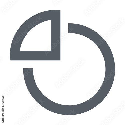 Gray circular arrow with a quarter segment removed and a square block filling the space for rotation