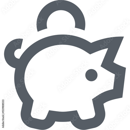 Illustration of a gray piggy bank with a slot on top for saving money and financial planning needs