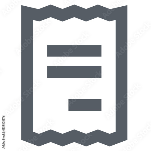 Illustration of a document with jagged edges and horizontal lines in a simple style icon