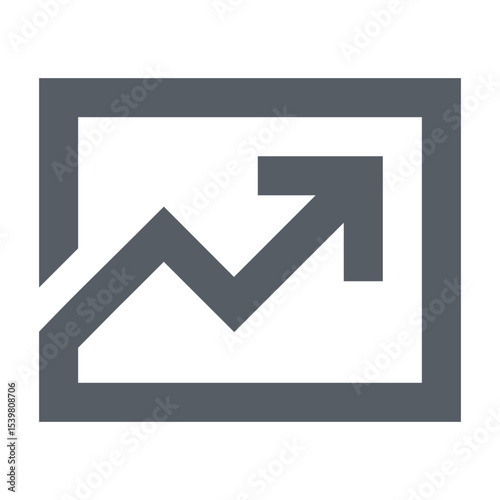 Illustration of a graph with an upward trending arrow inside a rectangular frame in gray color