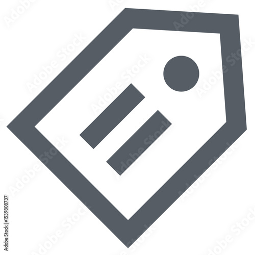 Illustration of a gray tag with two horizontal lines and a circle in the upper right corner design is simple