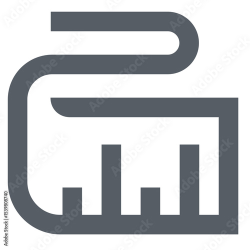 Illustration of a network cable with a rounded top and three vertical bars in a gray color scheme