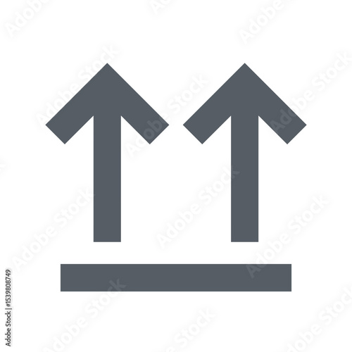 Illustration of two gray arrows pointing upwards above a horizontal line on a white background design