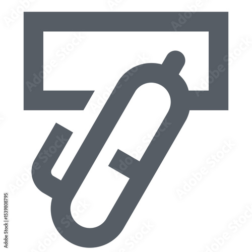 Grey clip attaching a document to a surface represented in a simple and minimalist style icon design