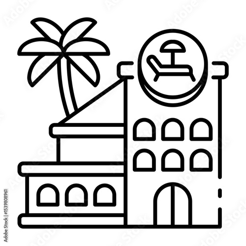 This Resort icon is suitable for Travel and Tourism, etc
