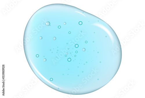 Soft focus cosmetic moisturizer, light purple, blue, gray, floral water, micellar toner or emulsion on white background.