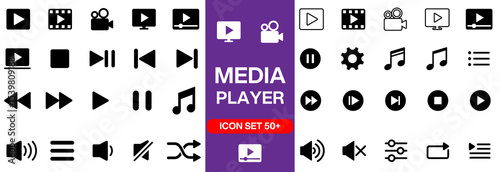 Video Audio Line Editable icon set. Editable stroke. Vector illustration