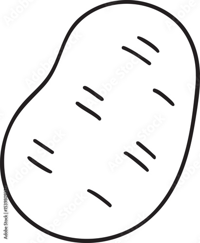 Simple Black and White Line Drawing of a Potato with Small Sprout Markings on the Surface