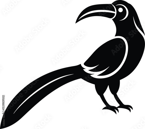 Indian Grey Hornbill silhouette vector art illustration