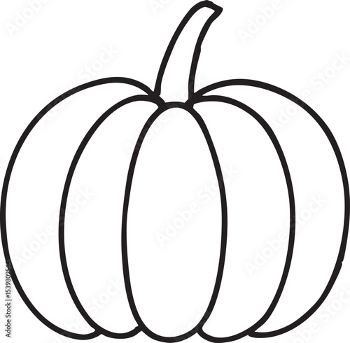 Simple Black and White Pumpkin Outline for Coloring and Halloween Decorations or Autumn Themed Crafts Projects