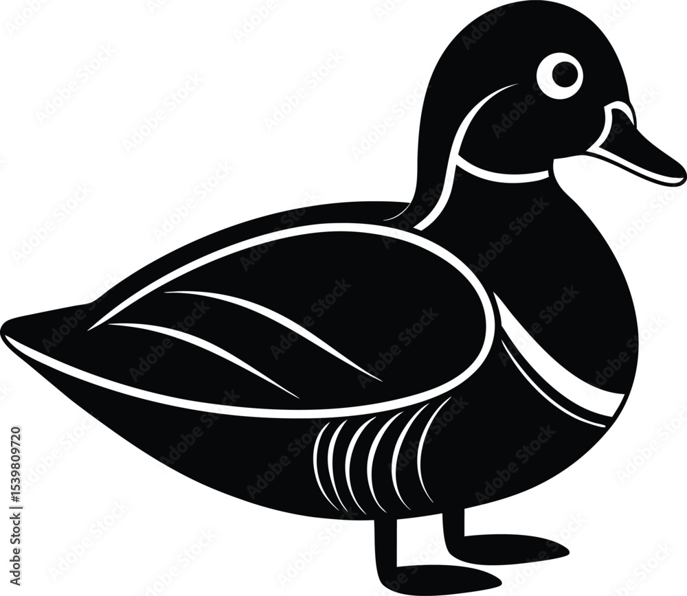 Obraz premium Mandarin Duck silhouette vector art illustration