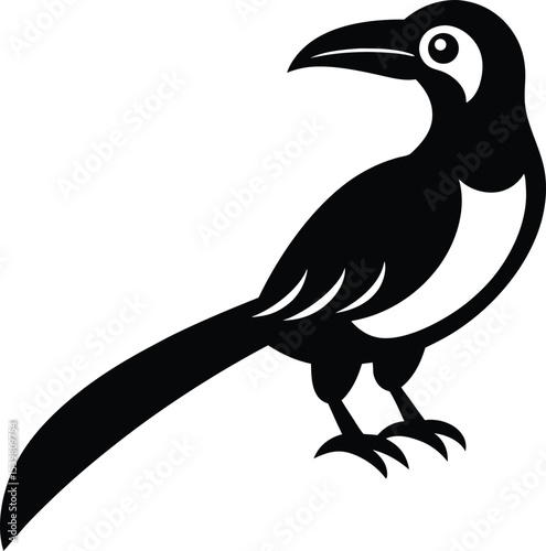 Oriental Pied Hornbill silhouette vector art illustration and minimal black and white design
