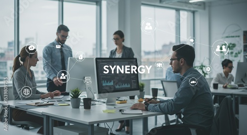 Wallpaper Mural Business Team Collaboration Synergy Modern Office Workspace Torontodigital.ca