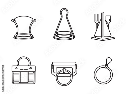 Elegant table napkin holder simple line art drawing