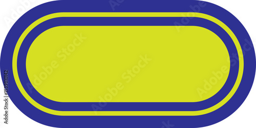 Colorful oval shape with blue border and yellow center design.