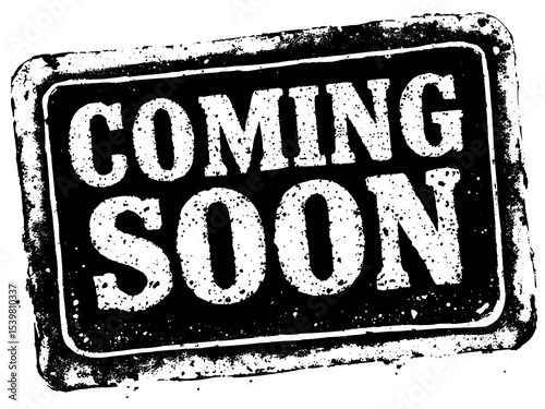 Ai generated image of coming soon text on a grunge vintage sign isolated on transparent background