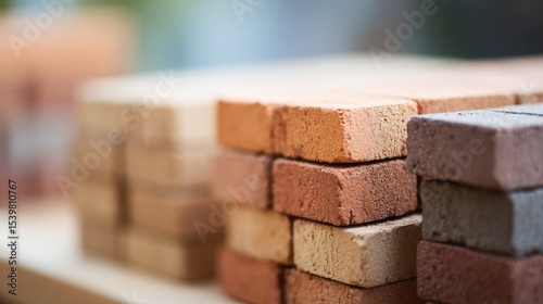bricks are carefully stacked in serene orderly fashion highlighting precision of bricklaying