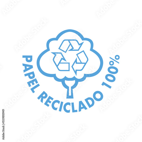 100% PAPEL RECICLADO VECTOR SIGN BLUE