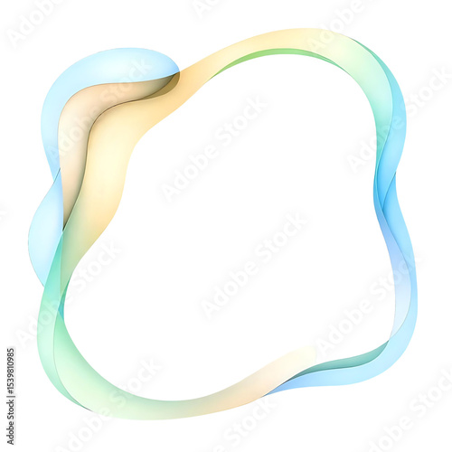 Irregular Pastel Ribbon Loop with Soft Gradient Flow on Transparent Background