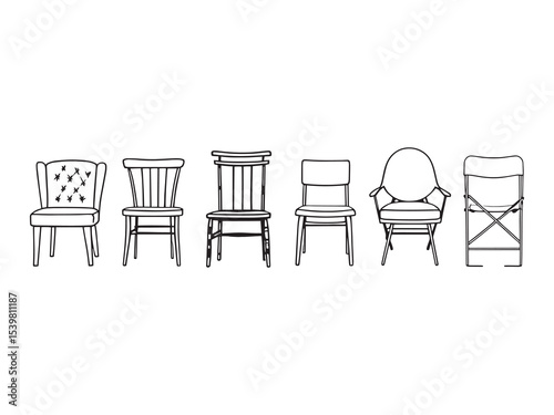 elegant thin line dining chair vector graphic design