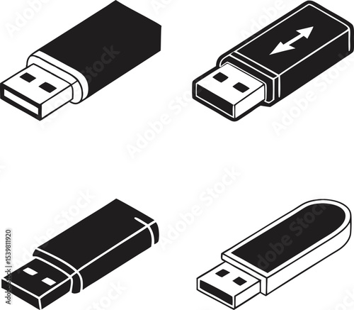 Silhouette Vector USB Drives;  Digital Shadows of Storage