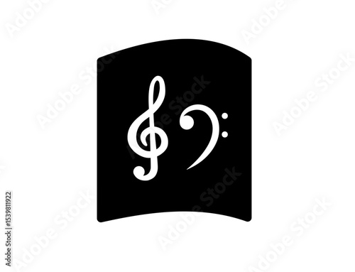 Icon of sheet music with treble and bass clefs 15C