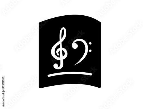 Icon of sheet music with treble and bass clefs 13C