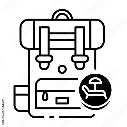 This Backpack icon is suitable for Travel and Tourism, etc