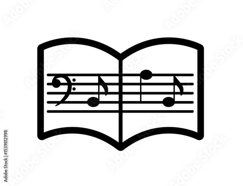 Icon of sheet music with a bass clef and notes 09B : Eighth note, Quarter note, quaver, crotchet , musical instrument , sheet music , music score 