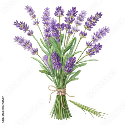 bunch of lavender on white