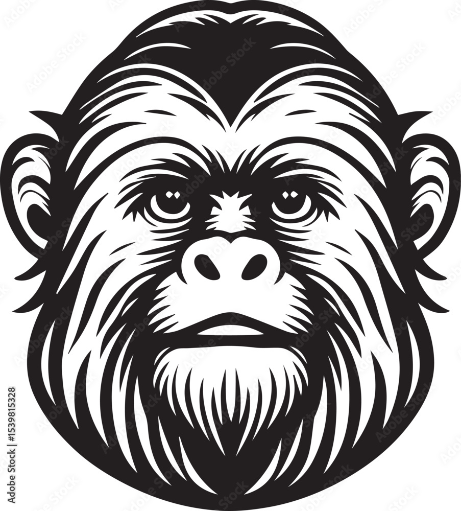 Obraz premium Capuchin Monkey Simple Black and White Vector Illustration