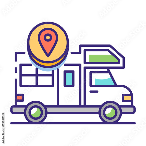 This Camper icon is suitable for Travel and Tourism, etc