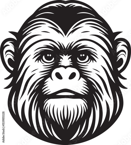 Capuchin Monkey Simple Black and White Vector Illustration