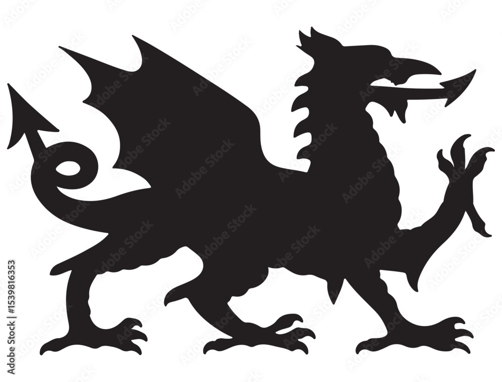 Fototapeta premium WELSH DRAGON SILHOUETTE 
