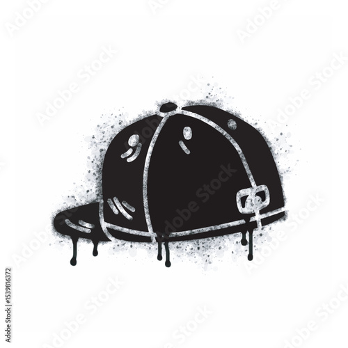 Hat spray icon isolated on white background. Hat spray graffiti icon in black on white background. Vector illustration.