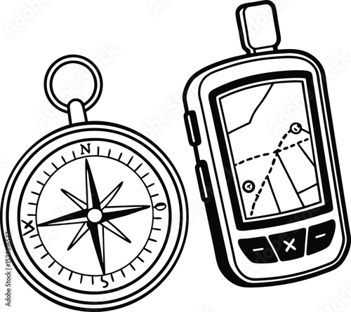 vector illustration of a compass