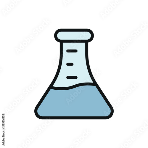 Bright science icon representing fluid in flask.