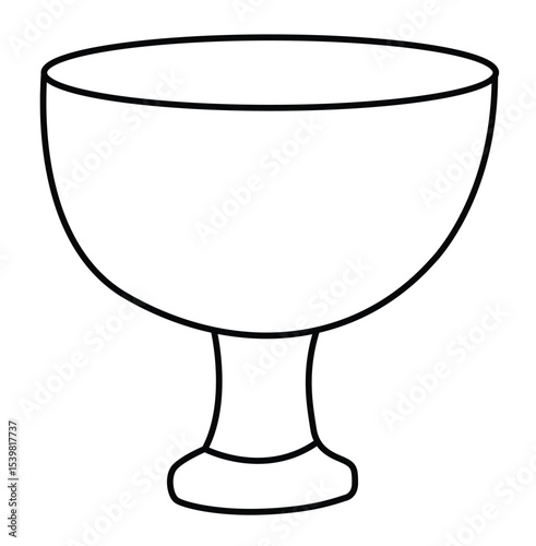 Cute cartoon hand drawn vector Holy chalice glass outline.